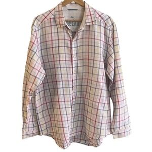 Tommy Bahama Linen Shirt Rainbow Stripes Long Sleeve Button Down Size Large Read